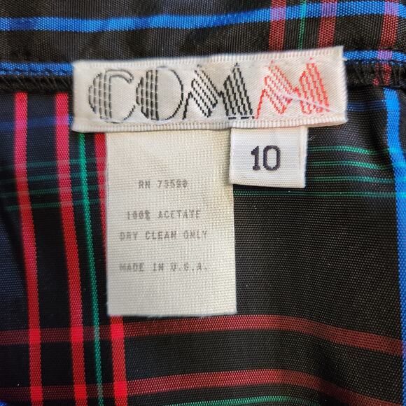 VINTAGE COMM black plaid skirt pleated size 10 NOS - Picture 5 of 7